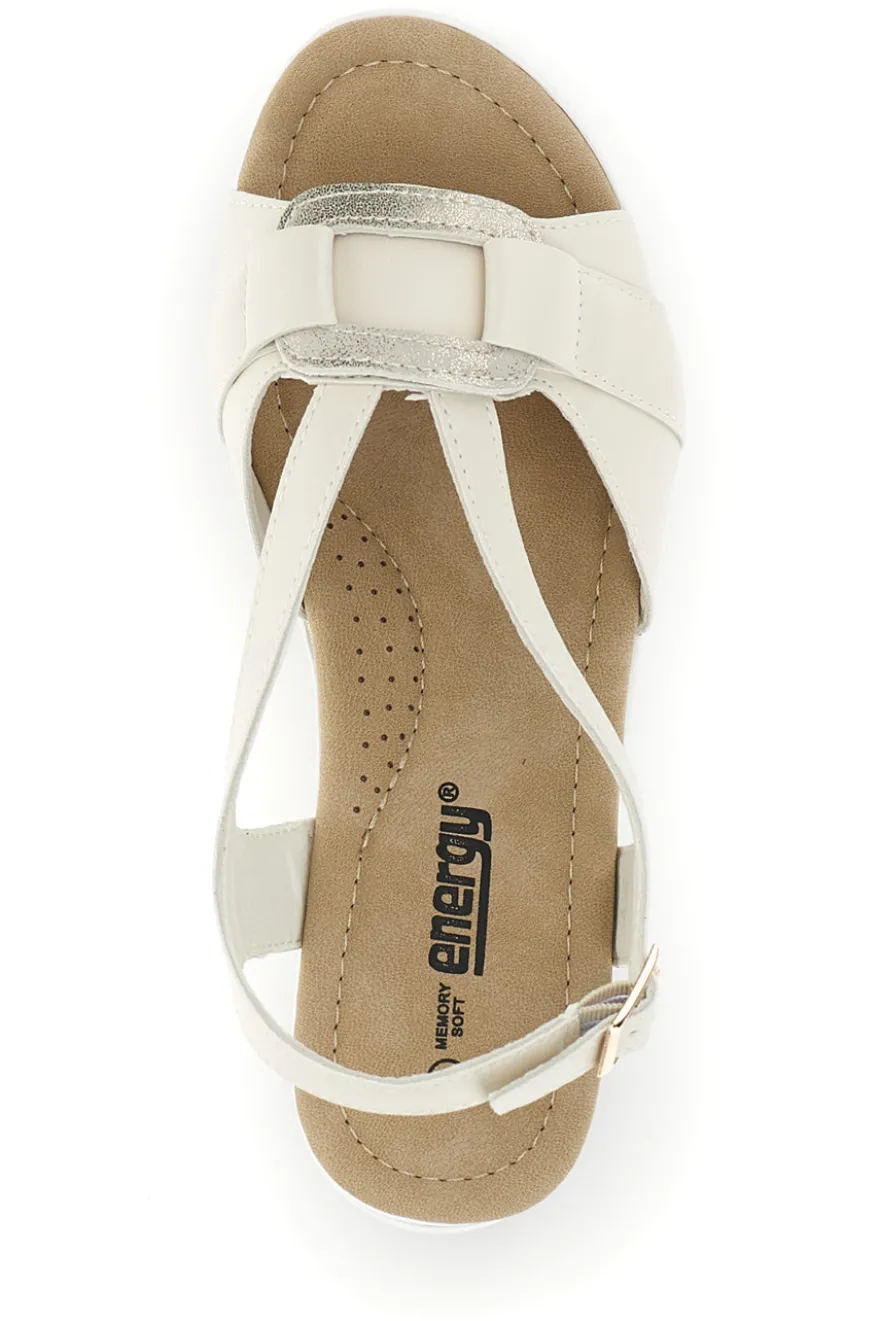 Sandali beige con fasce incrociate e memory soft Energy E490