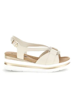 Sandali beige con fasce incrociate e memory soft Energy E490