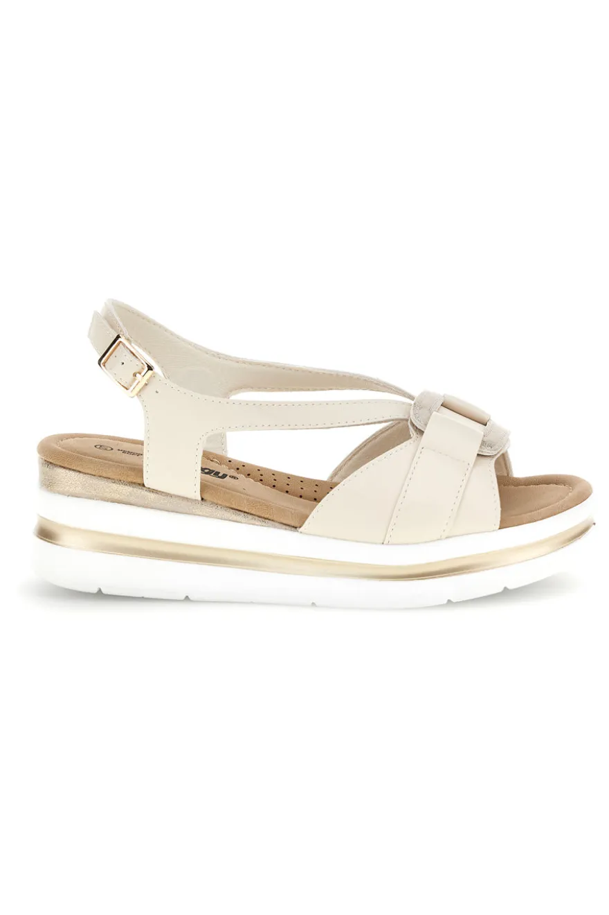 Sandali beige con fasce incrociate e memory soft Energy E490