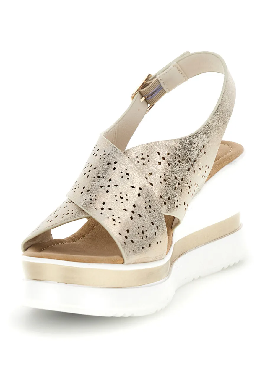 Sandali beige con fasce incrociate e memory soft Energy E489