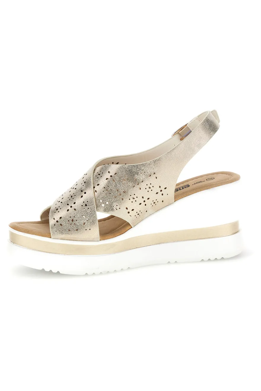 Sandali beige con fasce incrociate e memory soft Energy E489