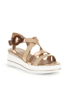 Sandali beige con fasce ondulate e zeppa Burani 52194C1582