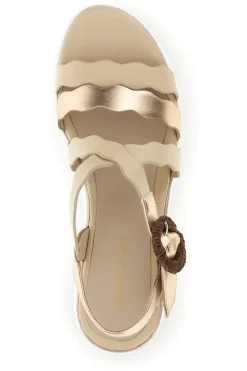 Sandali beige con fasce ondulate e zeppa Burani 52194C1582