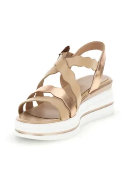 Sandali beige con fasce ondulate e zeppa Burani 52194C1582