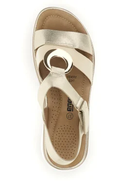 Sandali beige con fascia incrociata e zeppa Energy E443