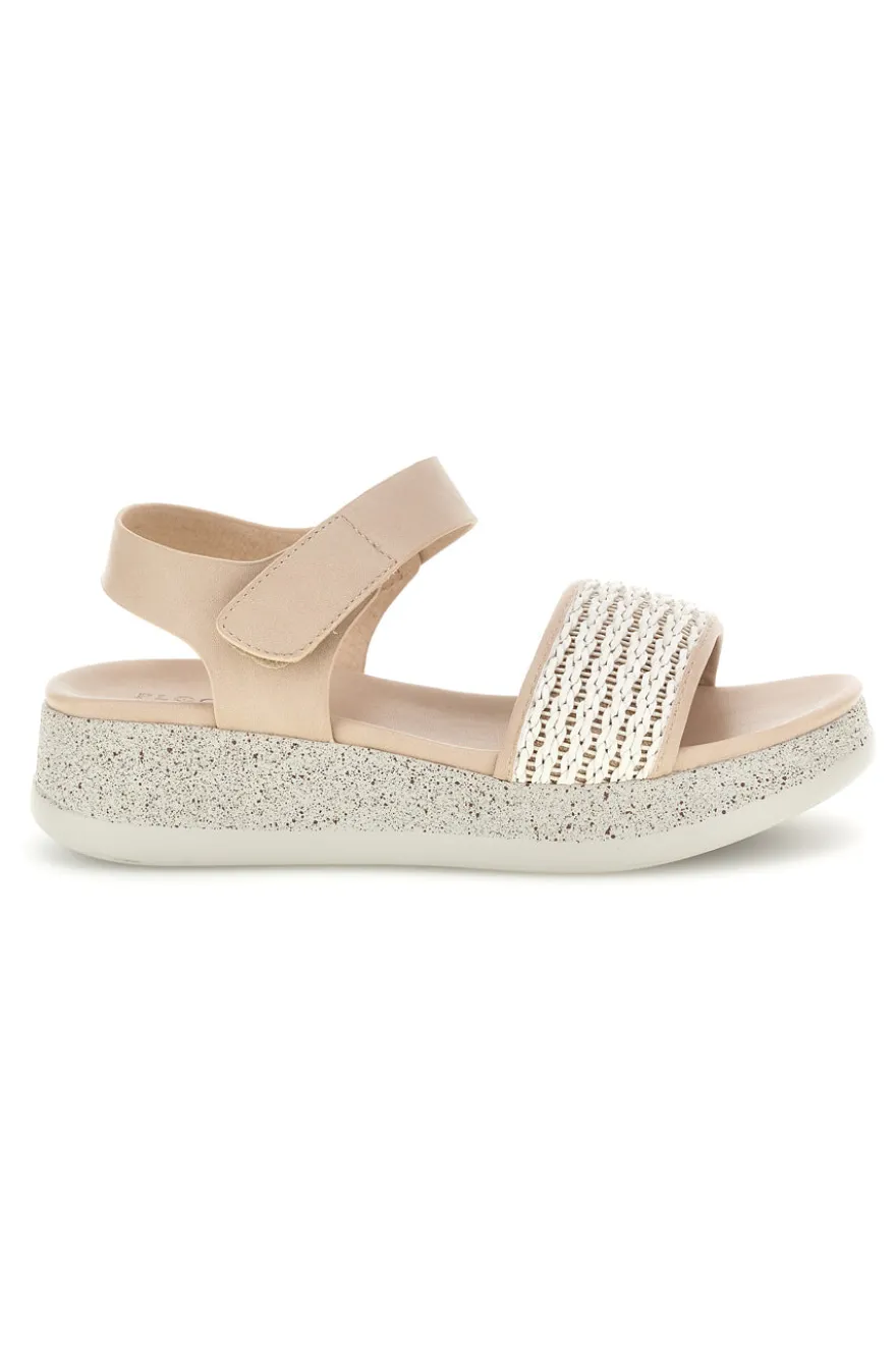 Sandali beige con fascia intrecciata suola comfort Plocadi Bza9052612
