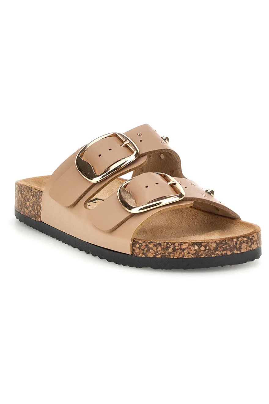 Sandali beige con fibbie e borchie Me & me 15617