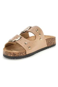 Sandali beige con fibbie e borchie Me & me 15617