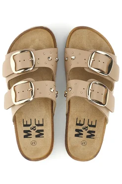 Sandali beige con fibbie e borchie Me & me 15617