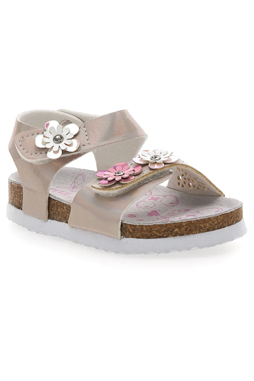Sandali beige con fiori PITT KIDS 14330