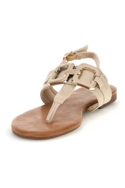 Sandali beige con infradito e morsetto The first chic PREA3572