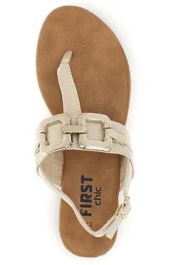 Sandali beige con infradito e morsetto The first chic PREA3572