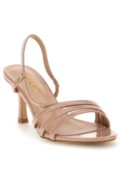 Sandali beige con listini e tacco medio First lady P709