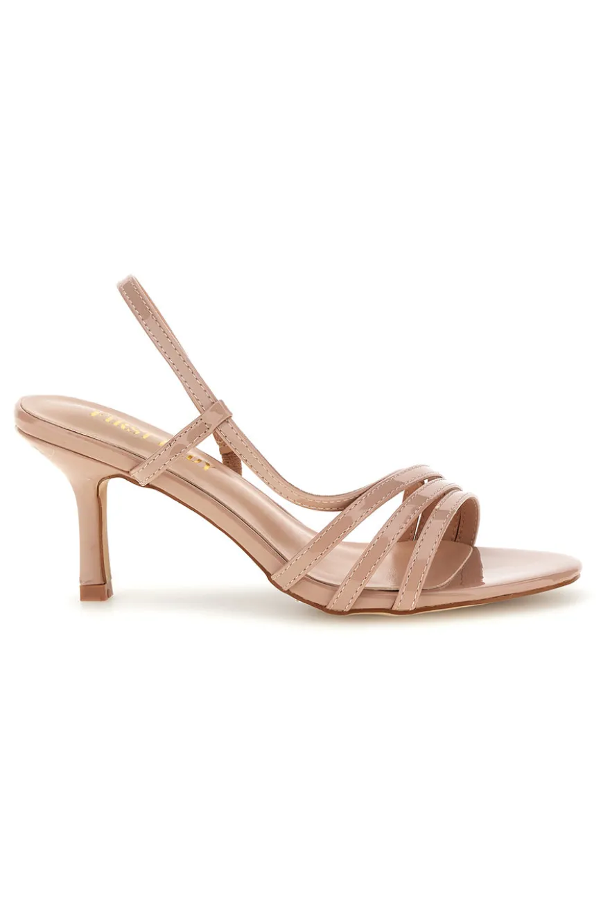 Sandali beige con listini e tacco medio First lady P709