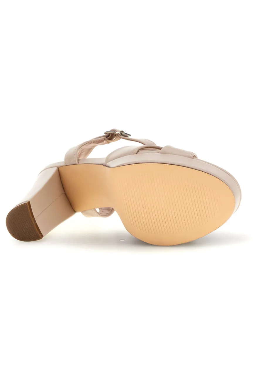 Sandali beige con plateau e tacco largo First lady P712