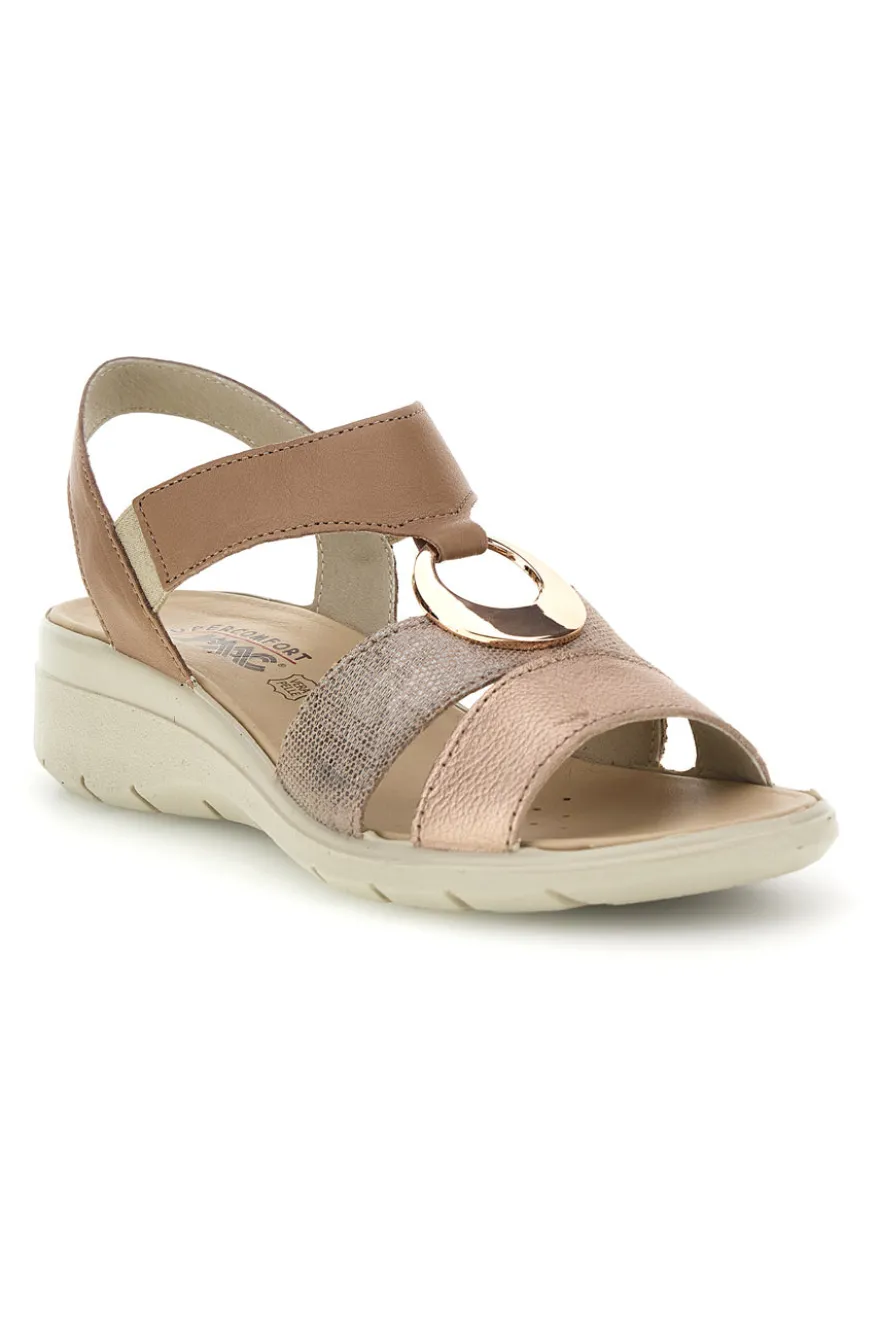 Sandali beige con sottopiede in vera pelle super comfort e sistema anti-shock Imac 1079705419213