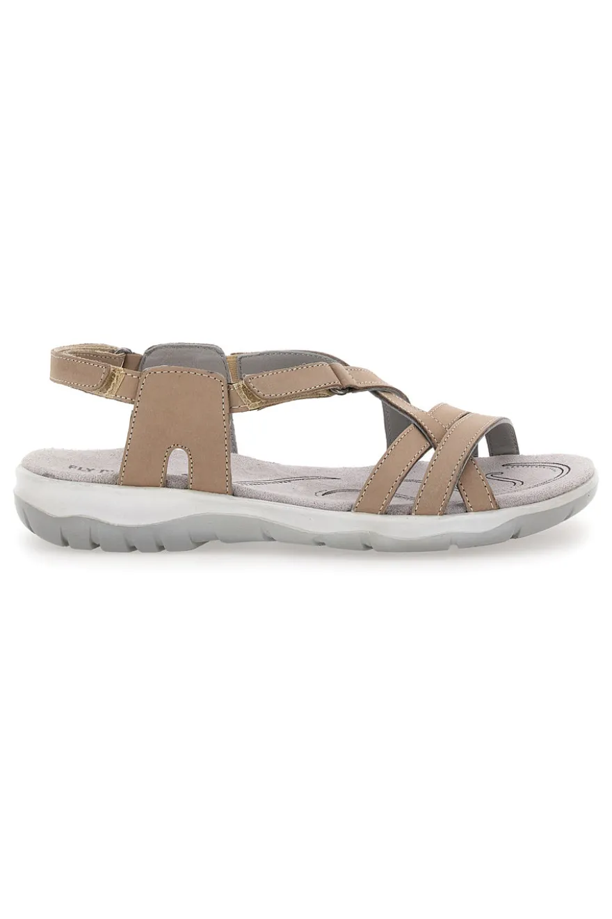 Sandali Beige Con Sottopiede in Vera Pelle Fly Dinamic 65