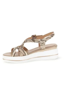 Sandali beige con stampa animalier e zeppa Burani 52195C1583