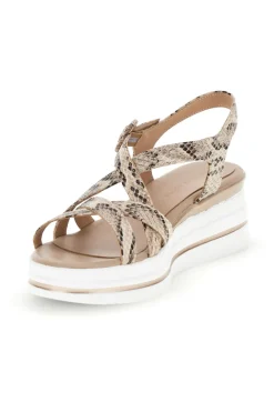 Sandali beige con stampa animalier e zeppa Burani 52195C1583