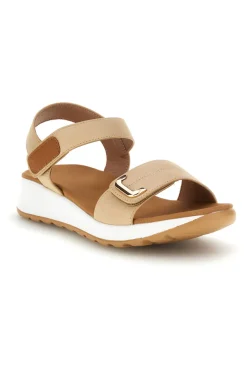 Sandali beige con strappi in velcro suola comfort Plocadi Bza242387a