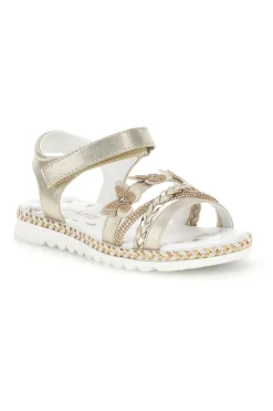 Sandali beige con strappo in velcro e applicazioni floreali Grazie girl 15022