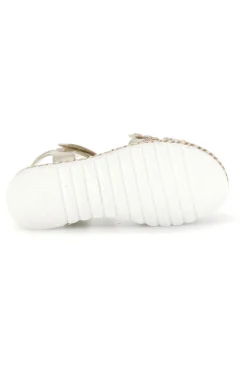 Sandali beige con strappo in velcro e applicazioni floreali Grazie girl 15022