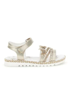 Sandali beige con strappo in velcro e applicazioni floreali Grazie girl 15022