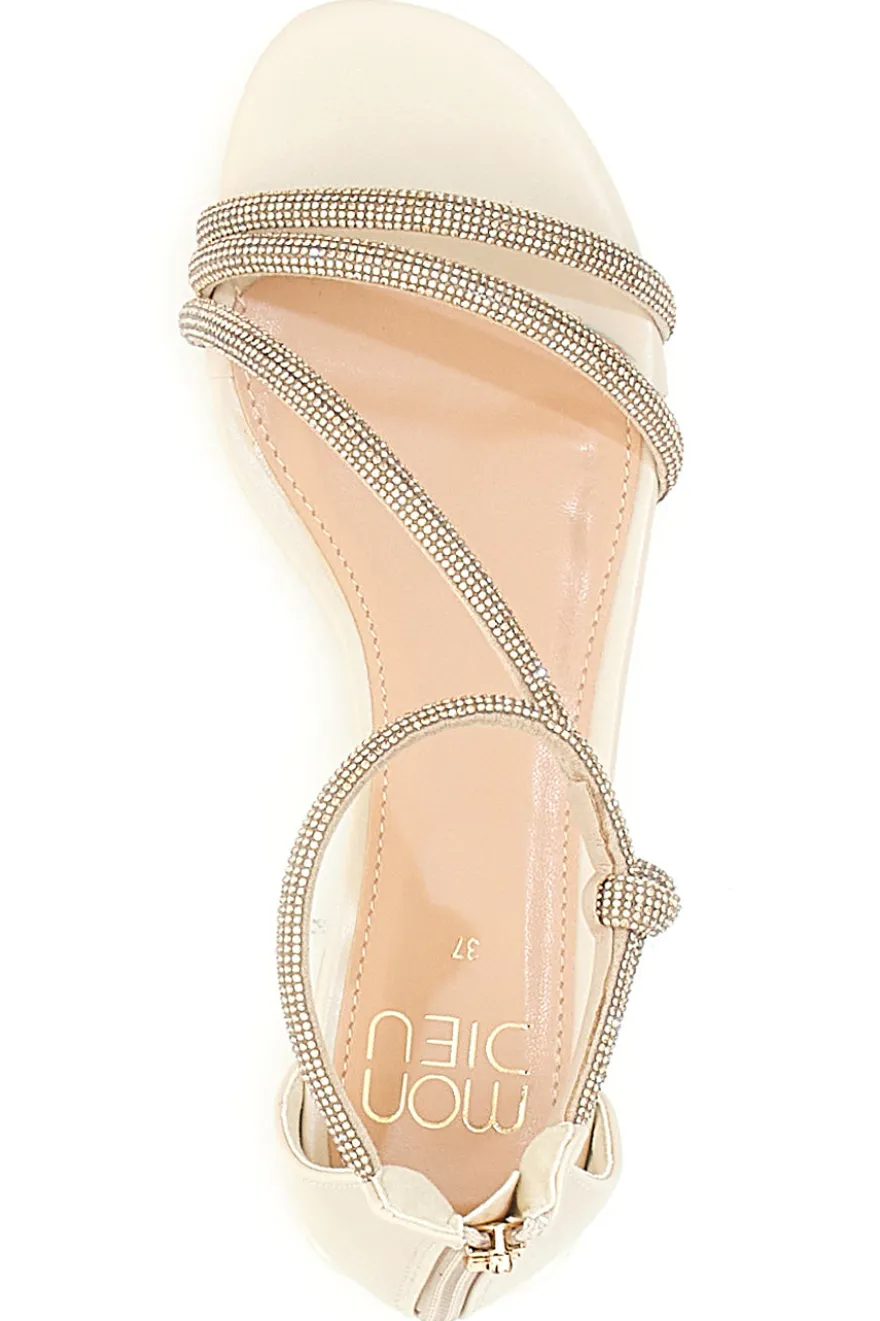 Sandali Beige Con Strass e Cinturino alla Caviglia MON DIEU 680