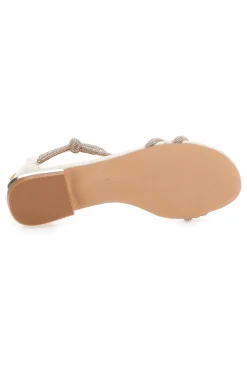 Sandali Beige Con Strass e Cinturino alla Caviglia MON DIEU 680