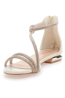 Sandali Beige Con Strass e Cinturino alla Caviglia MON DIEU 680