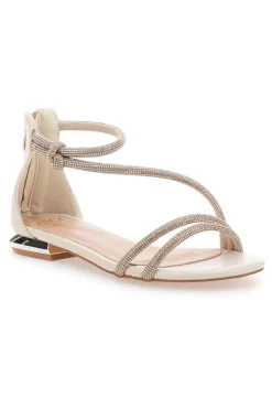 Sandali Beige Con Strass e Cinturino alla Caviglia MON DIEU 680