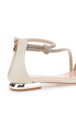 Sandali Beige Con Strass e Cinturino alla Caviglia MON DIEU 680