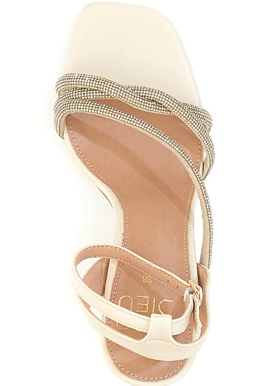 Sandali beige con strass e tacco alto Mon Dieu 1625