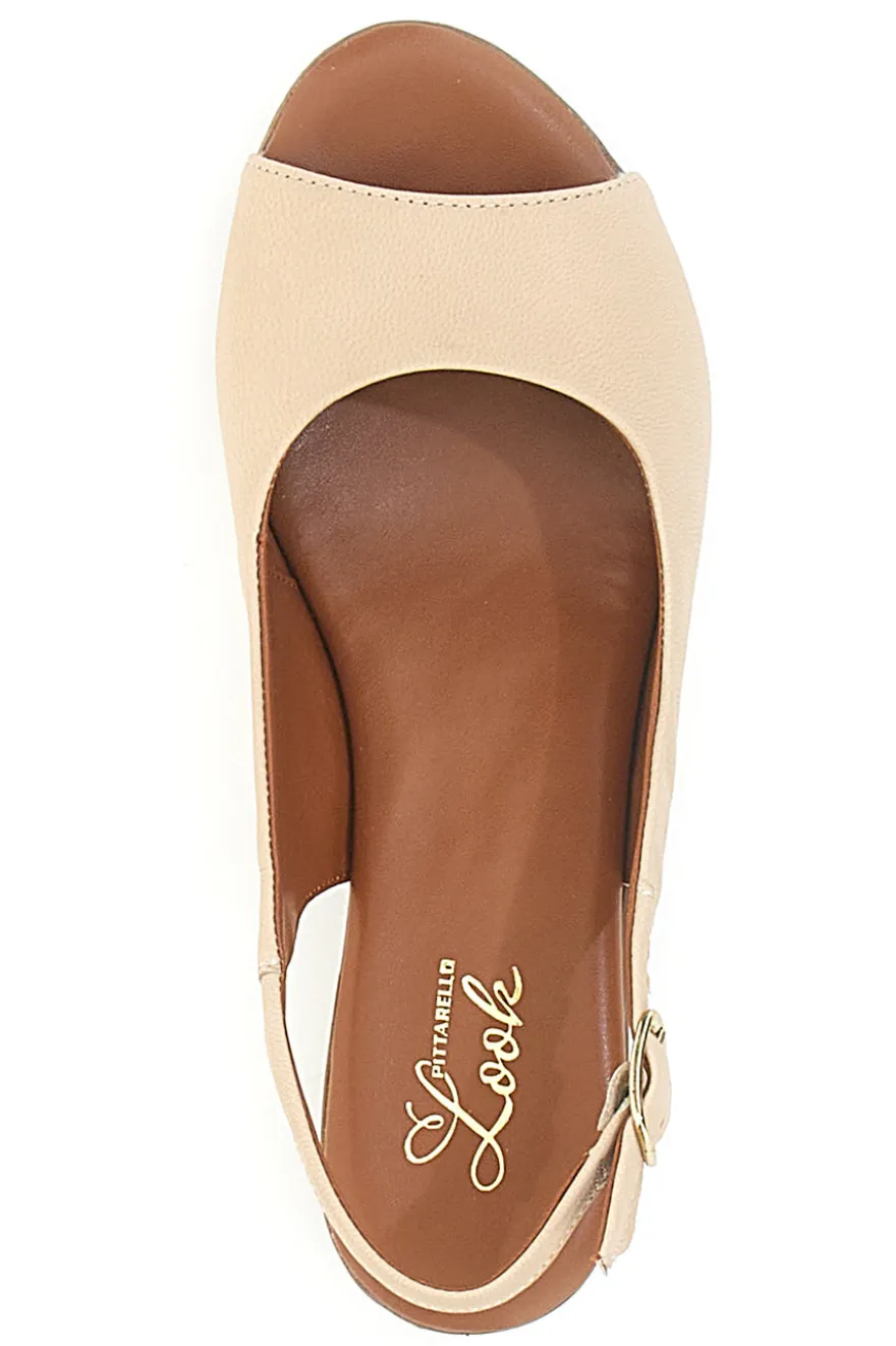 Sandali Beige con Tacco a Blocco e Tomaia in Pelle PITTARELLO LOOK 243065