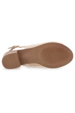 Sandali Beige con Tacco a Blocco e Tomaia in Pelle PITTARELLO LOOK 243065