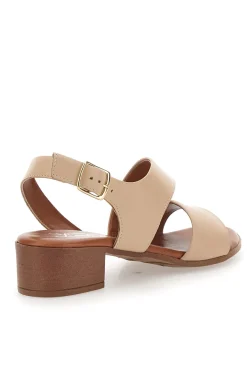Sandali Beige con Tacco Basso e Tomaia in Pelle PITTARELLO LOOK 243080