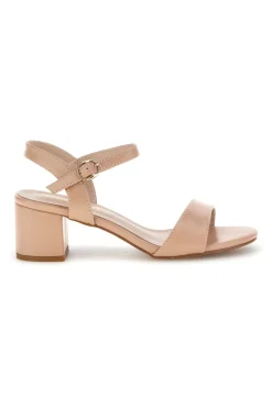 Sandali beige con tacco largo e cinturino First lady P697