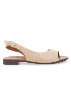 Sandali Beige con Tomaia in Pelle e Tacco Basso Pittarello Look 225110