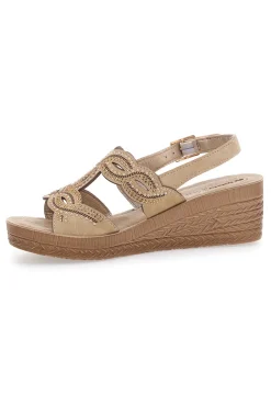 Sandali beige con zeppa decorati Inblu 14 GO