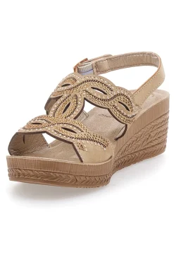 Sandali beige con zeppa decorati Inblu 14 GO