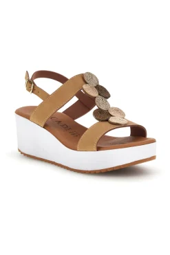 Sandali beige con zeppa e forme geometriche Plocadi 363033