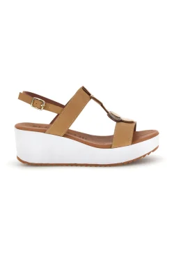 Sandali beige con zeppa e forme geometriche Plocadi 363033