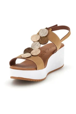 Sandali beige con zeppa e forme geometriche Plocadi 363033