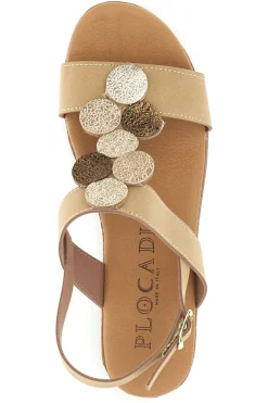 Sandali beige con zeppa e forme geometriche Plocadi 363033