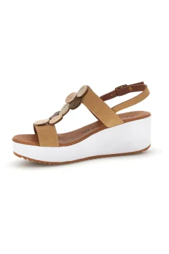 Sandali beige con zeppa e forme geometriche Plocadi 363033