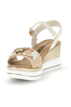 Sandali Beige con zeppa e fibbia decorativa Energy E430