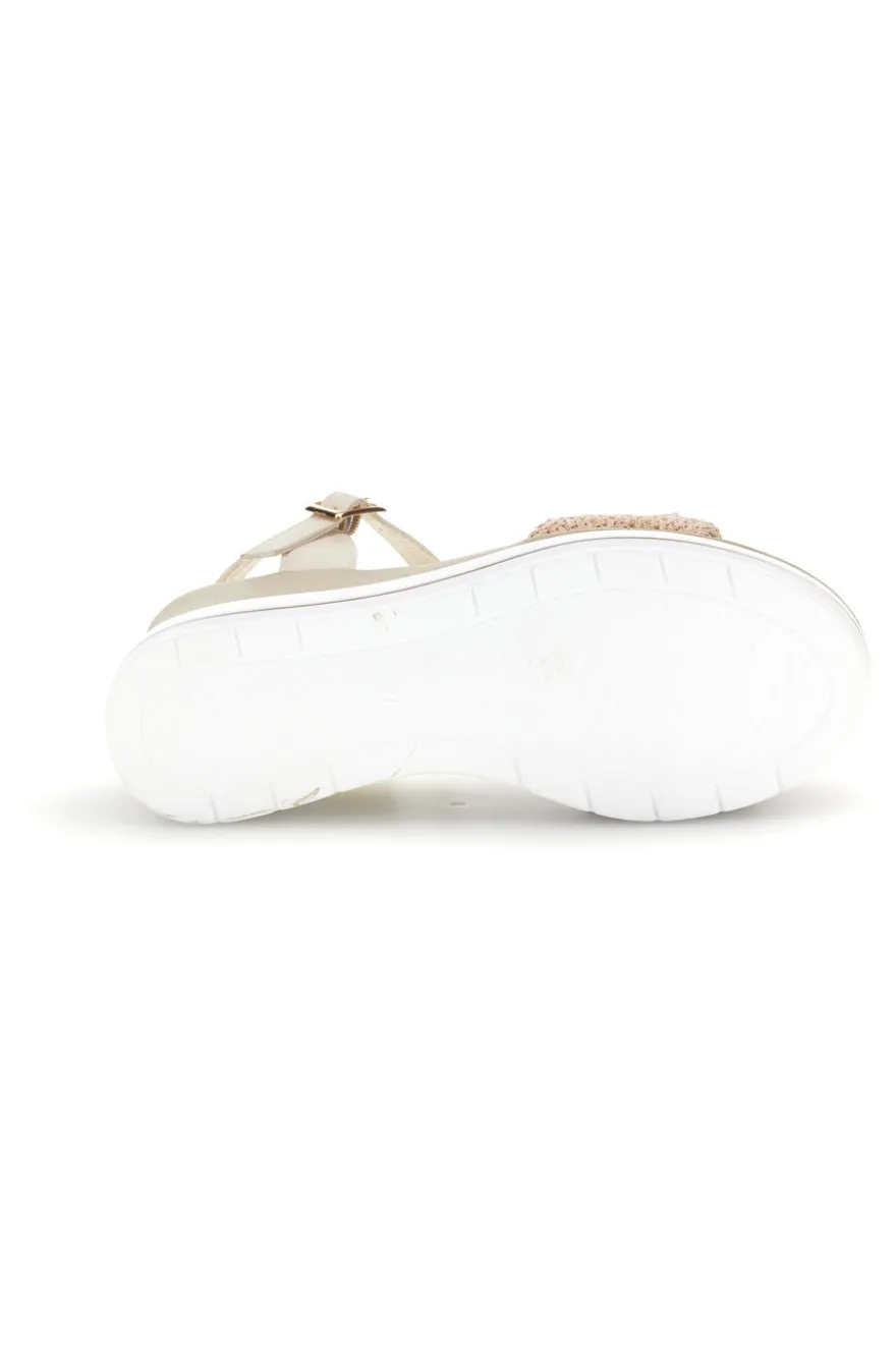 Sandali Beige con zeppa e fibbia decorativa Energy E430