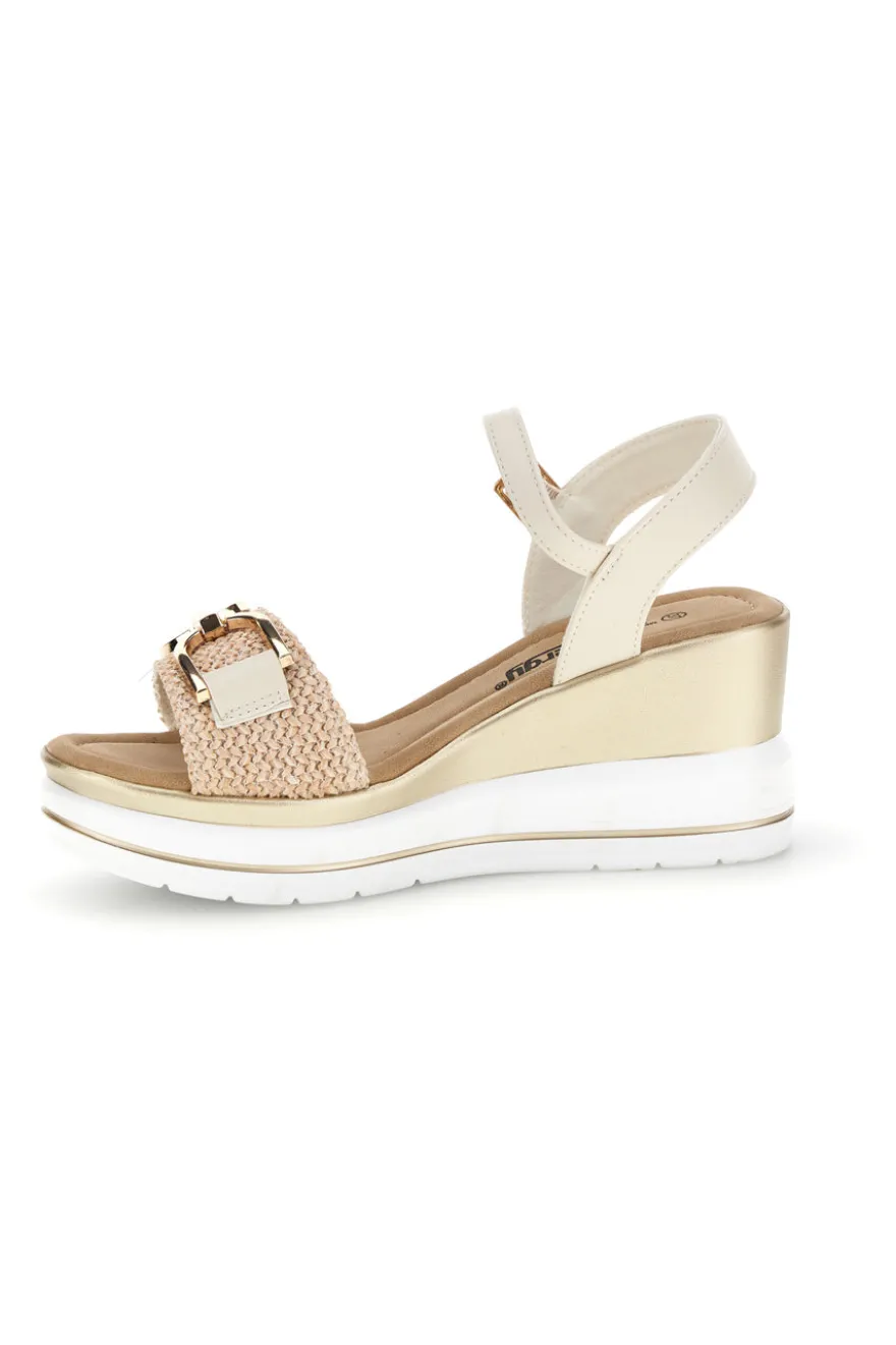 Sandali Beige con zeppa e fibbia decorativa Energy E430