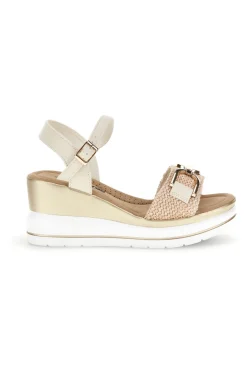 Sandali Beige con zeppa e fibbia decorativa Energy E430