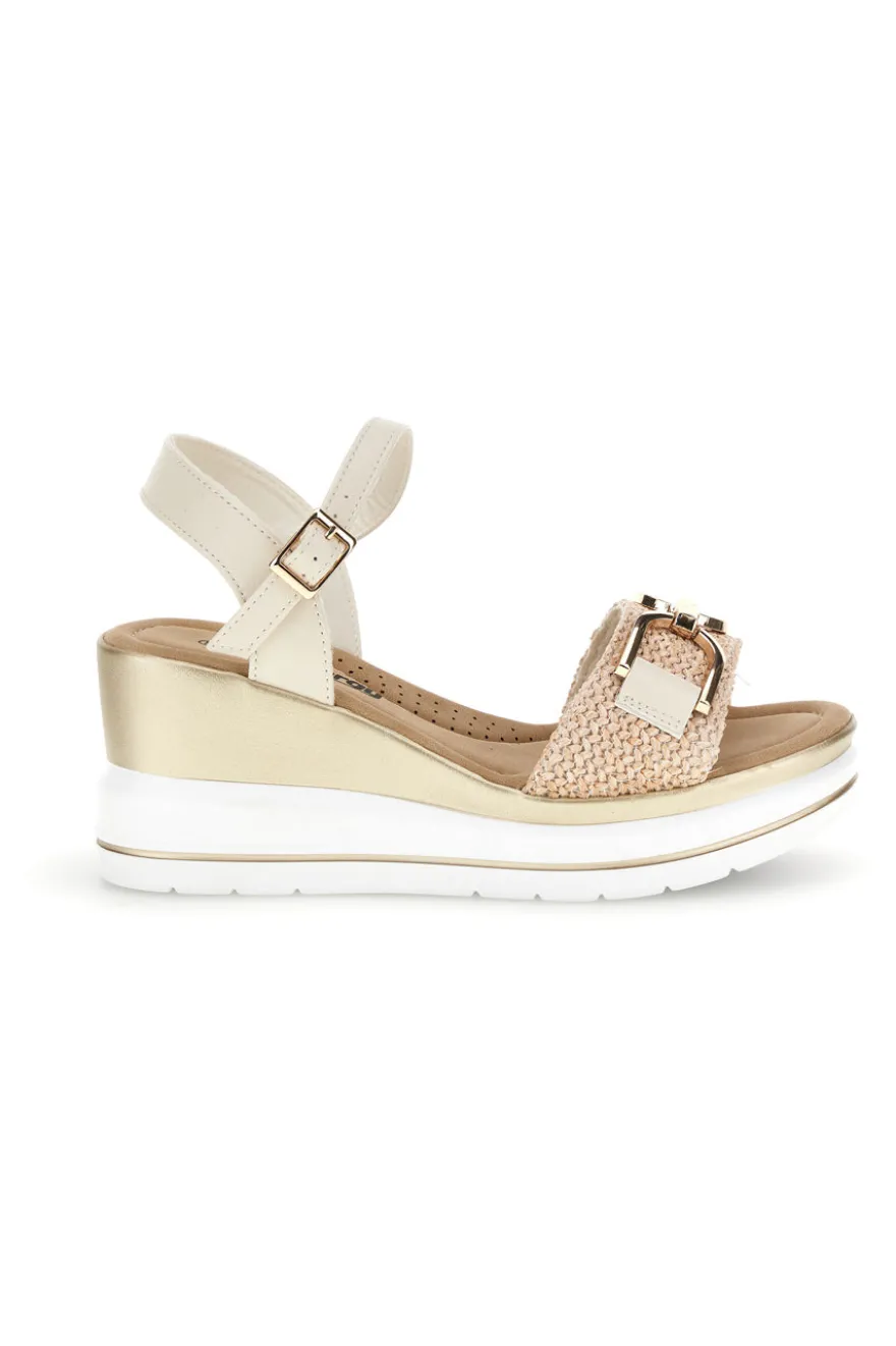 Sandali Beige con zeppa e fibbia decorativa Energy E430